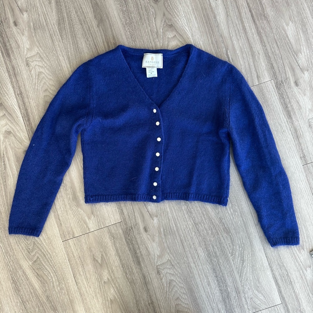 Cropped Cardigan Sweater - Size S/M - Cobalt Royal Blue